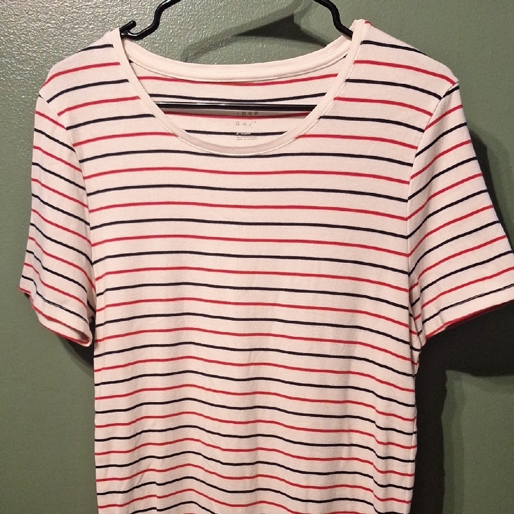 White and Red Striped Women's Top